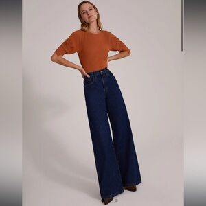 Favorite Daughter high rise dark wash jeans size 30. Wide leg, flare, boot cut